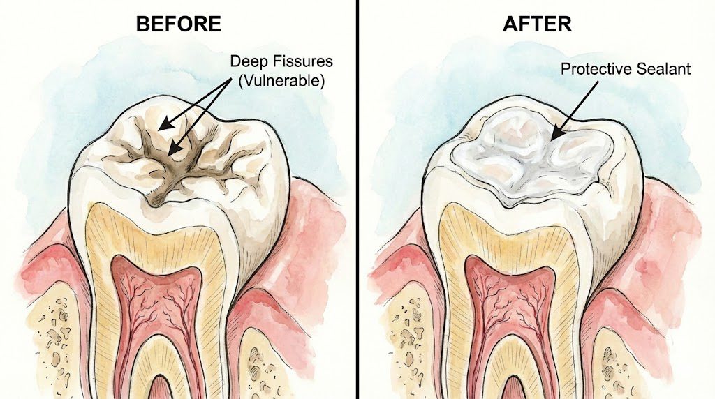 AI visualization created Before and After Dental Sealant using Canva and Gemini
